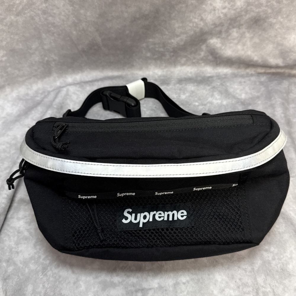 Supreme Waist Bag FW24 Black NWOT Cordura Nylon Reflective Stripe